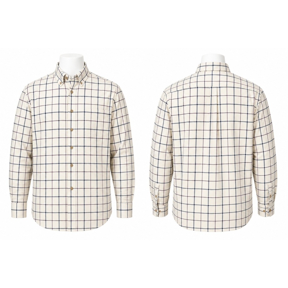 Brooks Brothers 346‎ XL Button Down Shirt Plaid Beige Cotton Long Sleeve